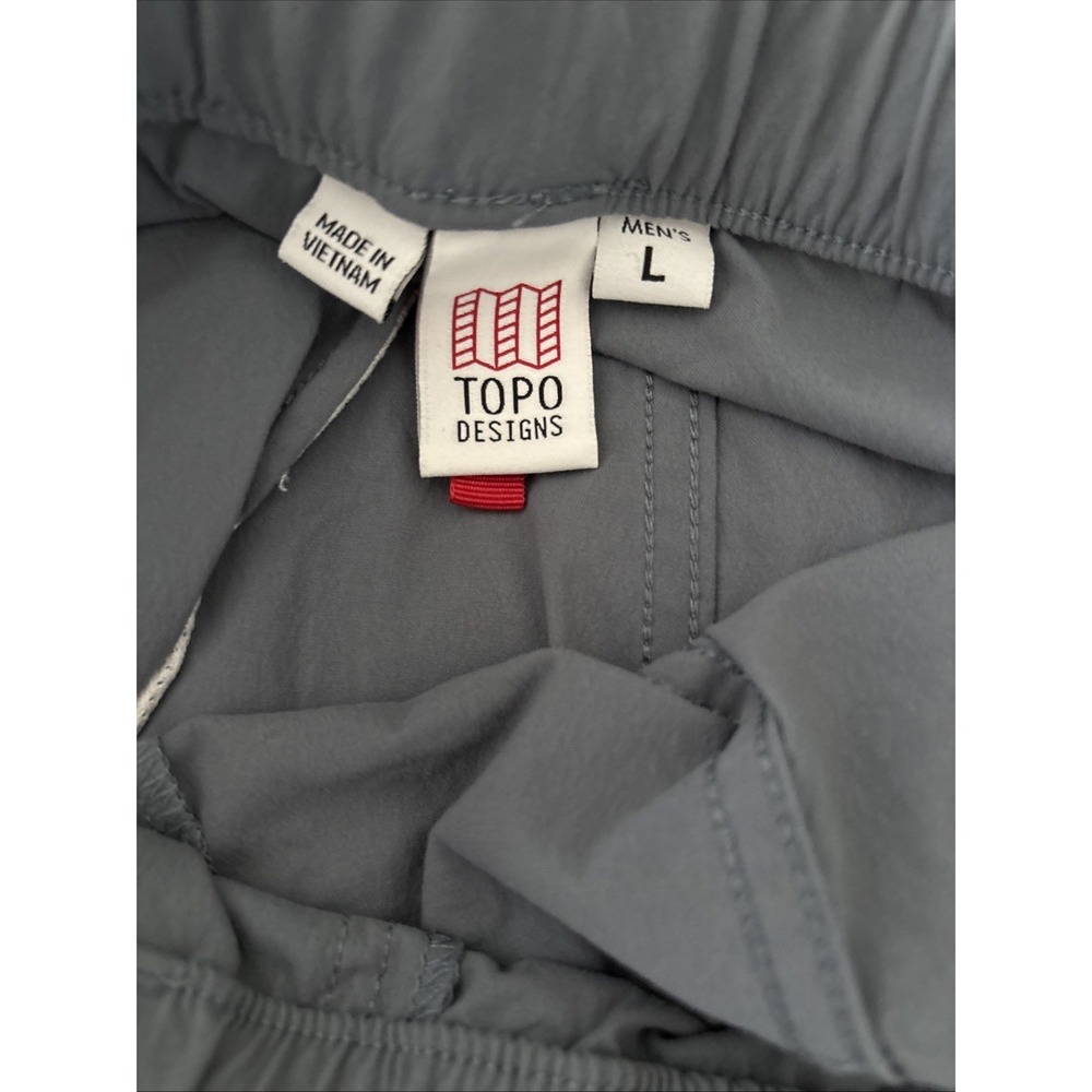 Topo Design Men L 6" Pull-On Shorts Belted River Hiking Trail Nylon Stretch EUC - Picture 6 of 7